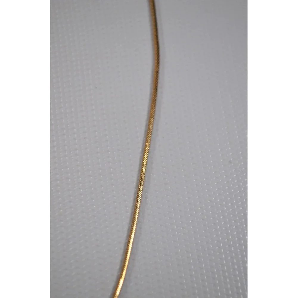 Gold Tone Thin‎ Snake Necklace with CZ Cubic Zirconia Floating Drop Pendant 18